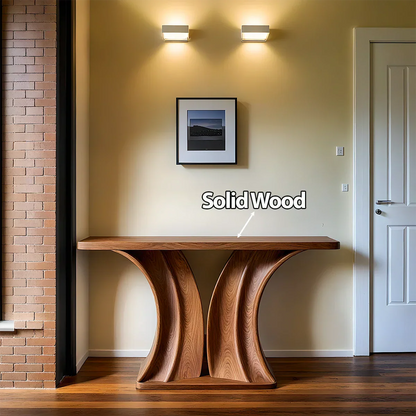 Natural Solid Wood Dual-Sculpt Form Console Table in Modern Luxury Style - Rustirawood