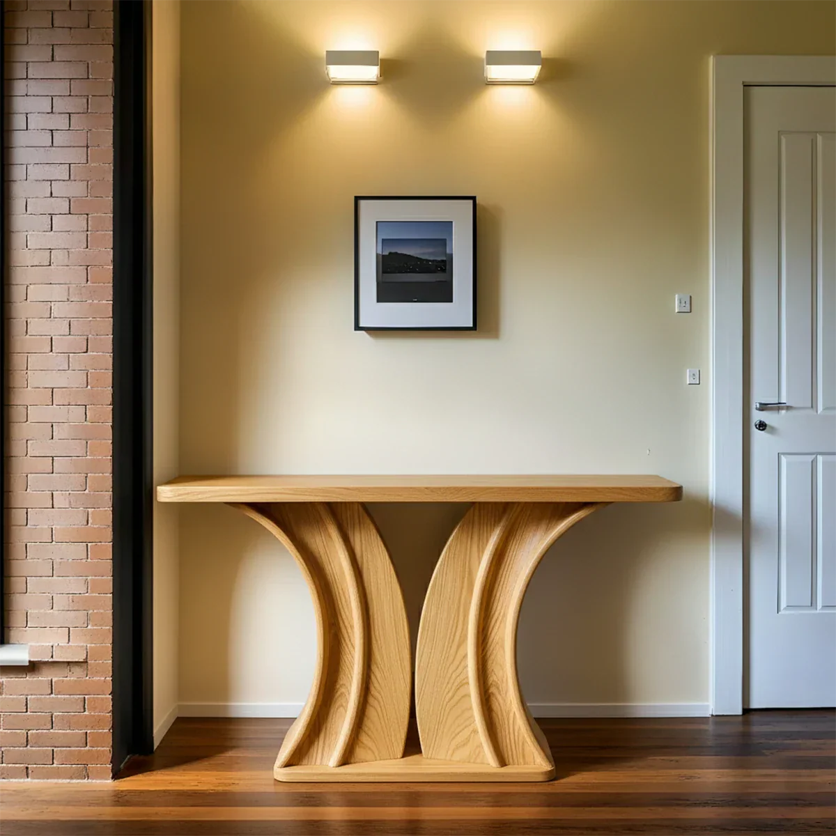 Natural Solid Wood Dual-Sculpt Form Console Table in Modern Luxury Style - Rustirawood