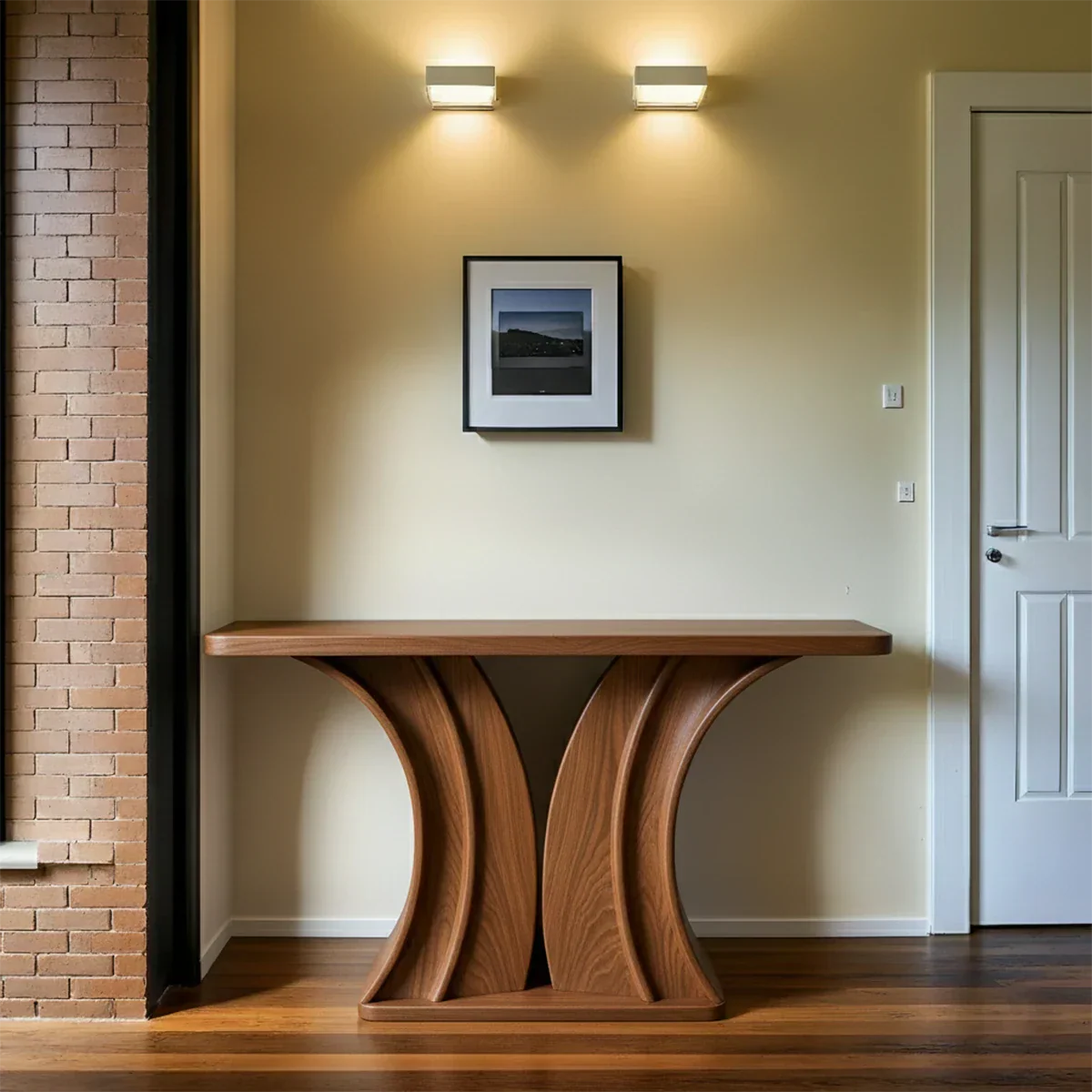 Natural Solid Wood Dual-Sculpt Form Console Table in Modern Luxury Style - Rustirawood