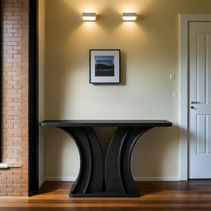 Natural Solid Wood Dual-Sculpt Form Console Table in Modern Luxury Style - Rustirawood