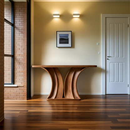 Natural Solid Wood Dual-Sculpt Form Console Table in Modern Luxury Style - Rustirawood