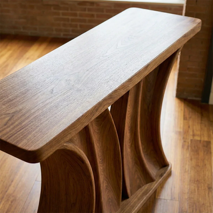 Natural Solid Wood Dual-Sculpt Form Console Table in Modern Luxury Style - Rustirawood