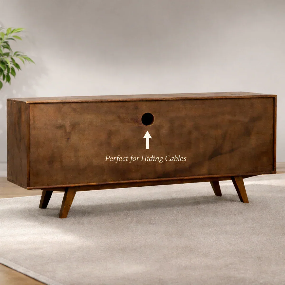 Natural Solid Wood TV Stand – Sculptural Minimalist Media Console - Rustirawood