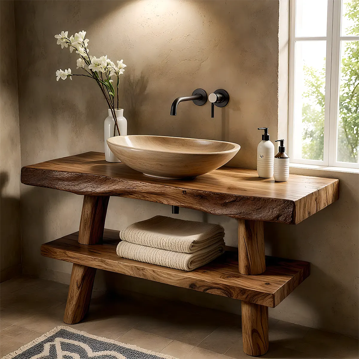 Natureline Oak Vanity – Solid Wood Rustic Bathroom - Rustira