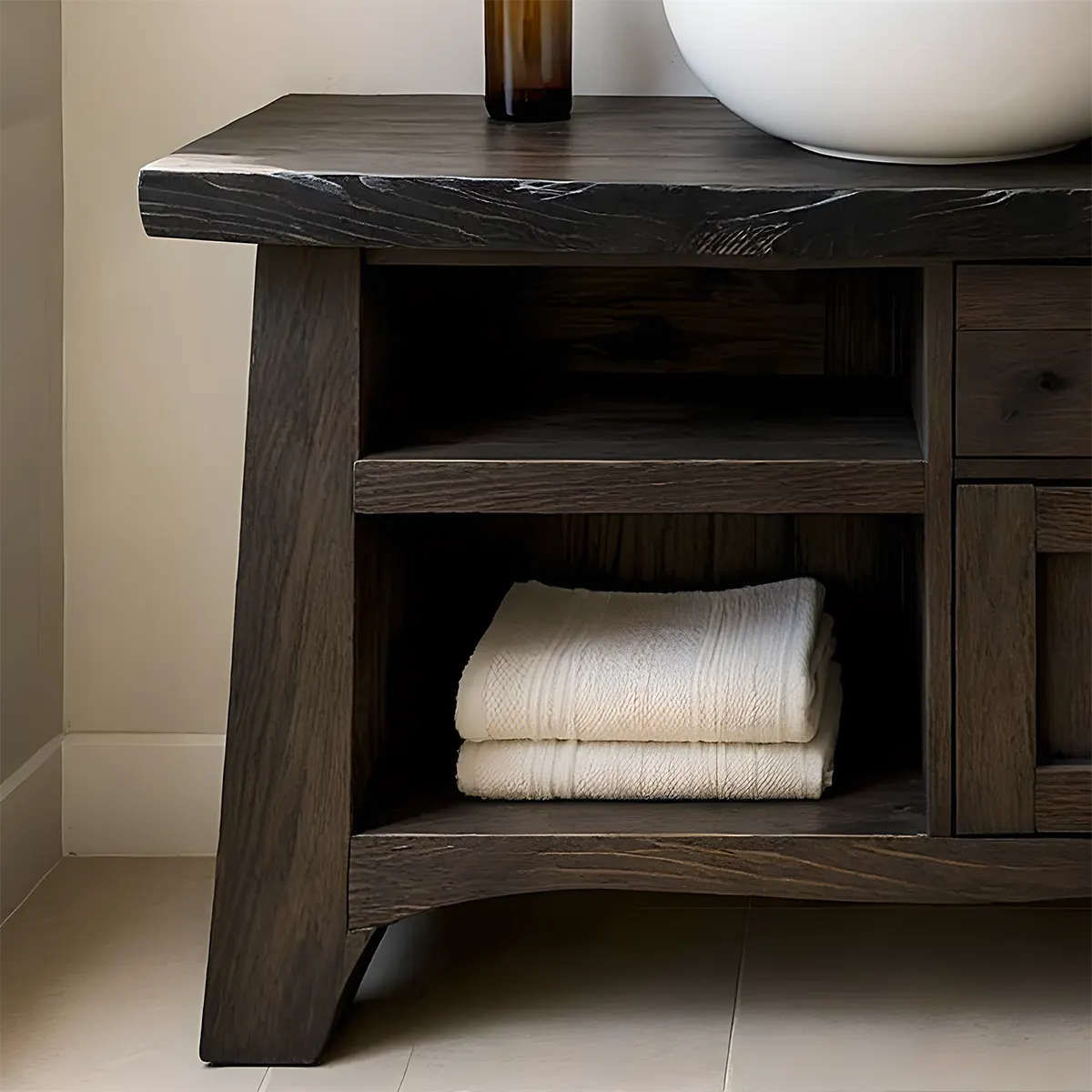 NoirOak Vanity – Rustic Solid Wood Bathroom Cabinet - Rustira