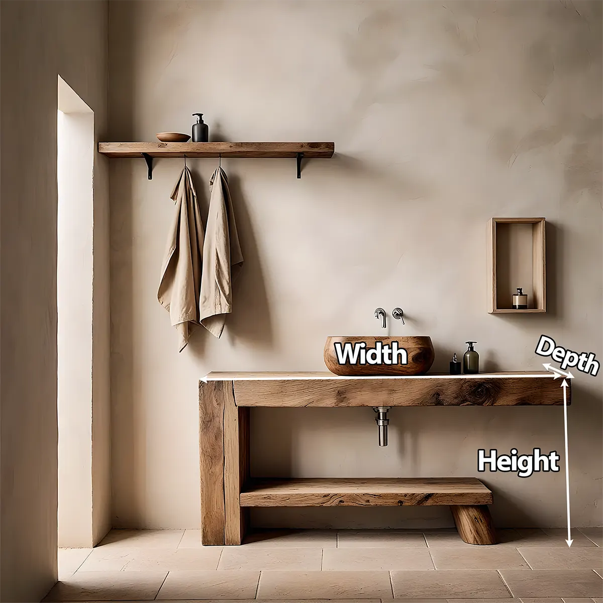 RawForm Oak Vanity – Solid Wood Bathroom Design - Rustira