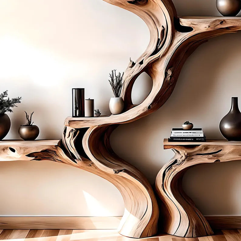 Handmade Wooden Bookshelf – Natural Wood Floating Shelf for Baby Room Decoration. 