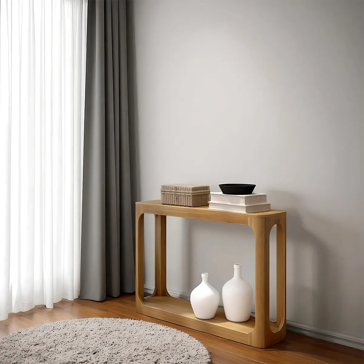 Pecan Natural Wood Console Table – Luxurious Minimalist Design 