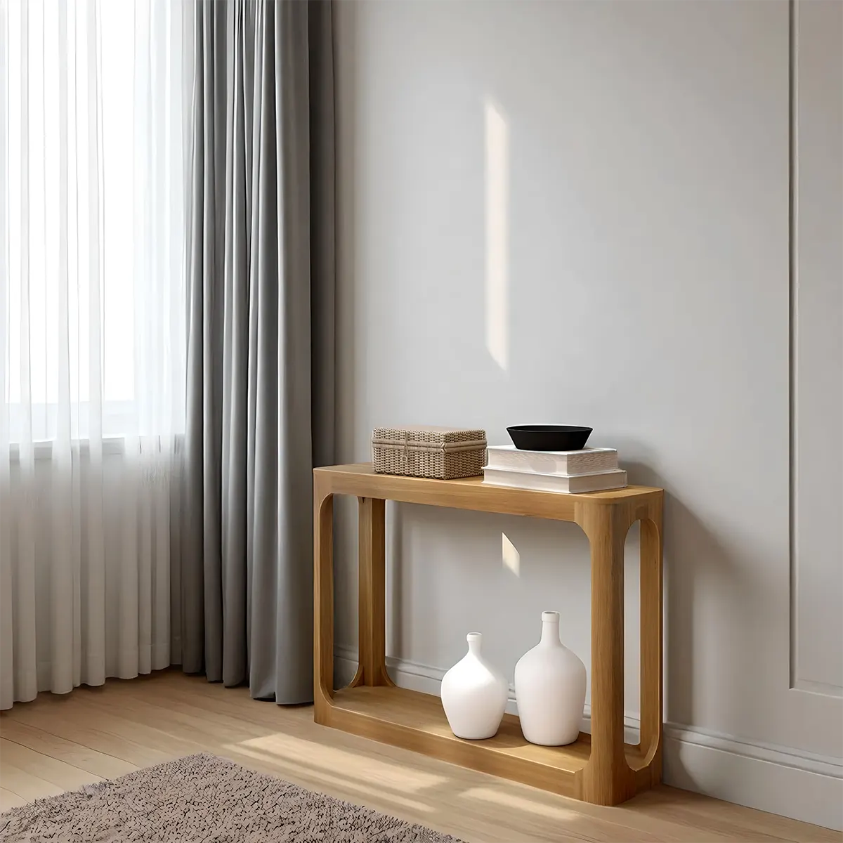 Pecan Natural Wood Console Table – Luxurious Minimalist Design 