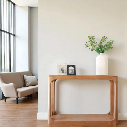 Pecan Natural Wood Console Table – Luxurious Minimalist Design 