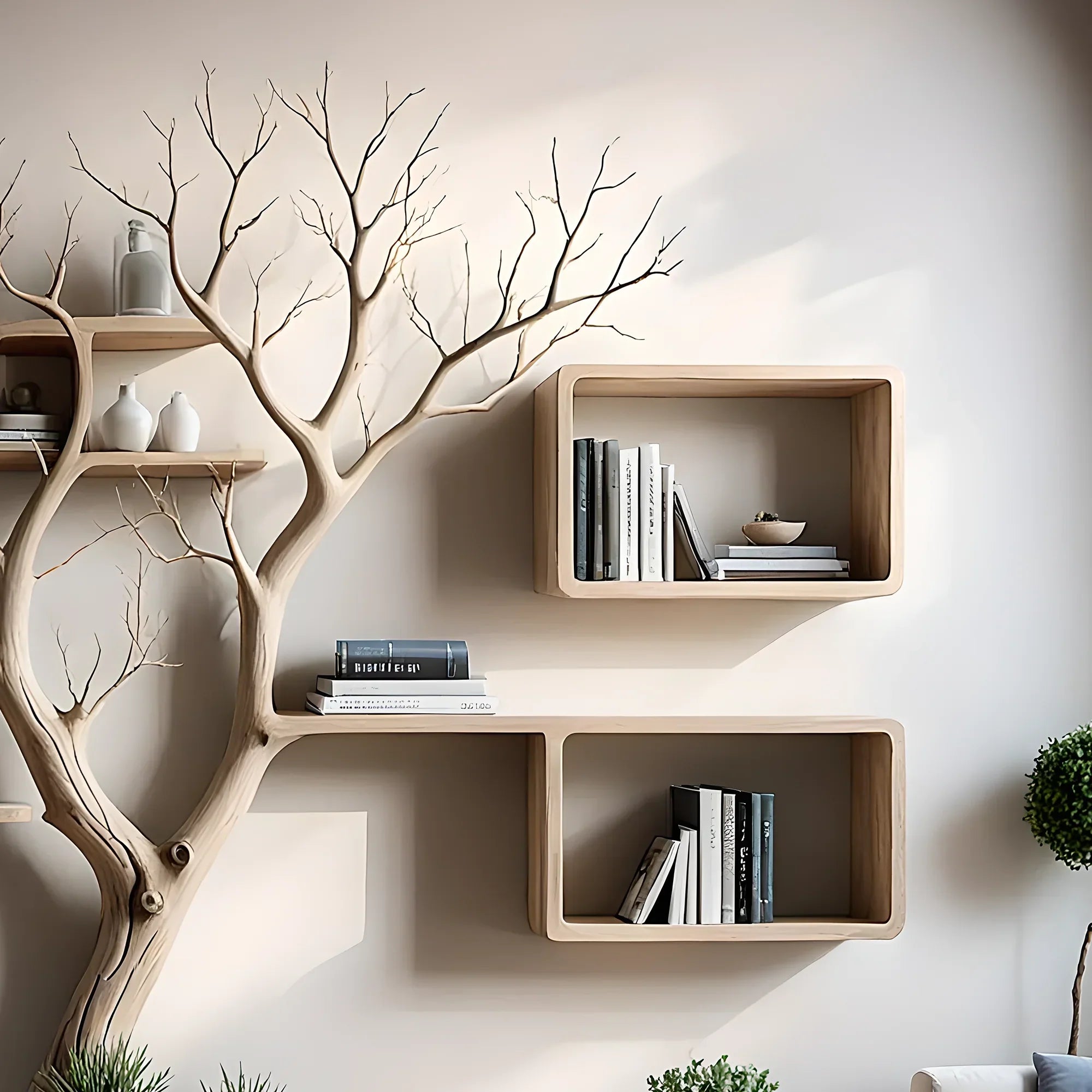 Room decoration shelves, book shelves, solid wood shelves, natural wood shelves 