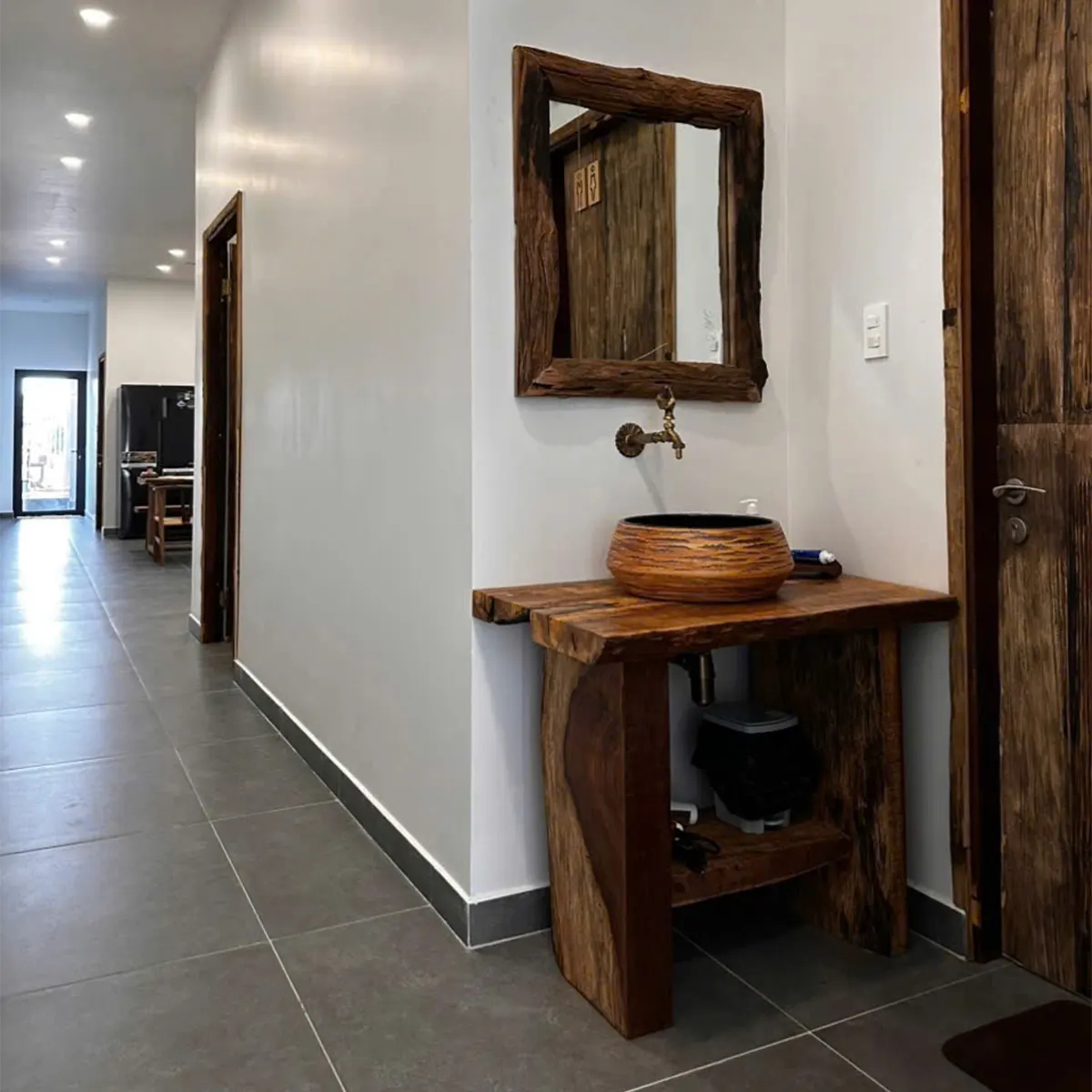 Rustic Solid Oak Bathroom Vanity – Handcrafted Wood Design - Rustira