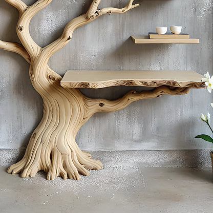 Rustic Tree Bookshelf – Handmade Wooden Shelf for Nature-Inspired Home Decor 