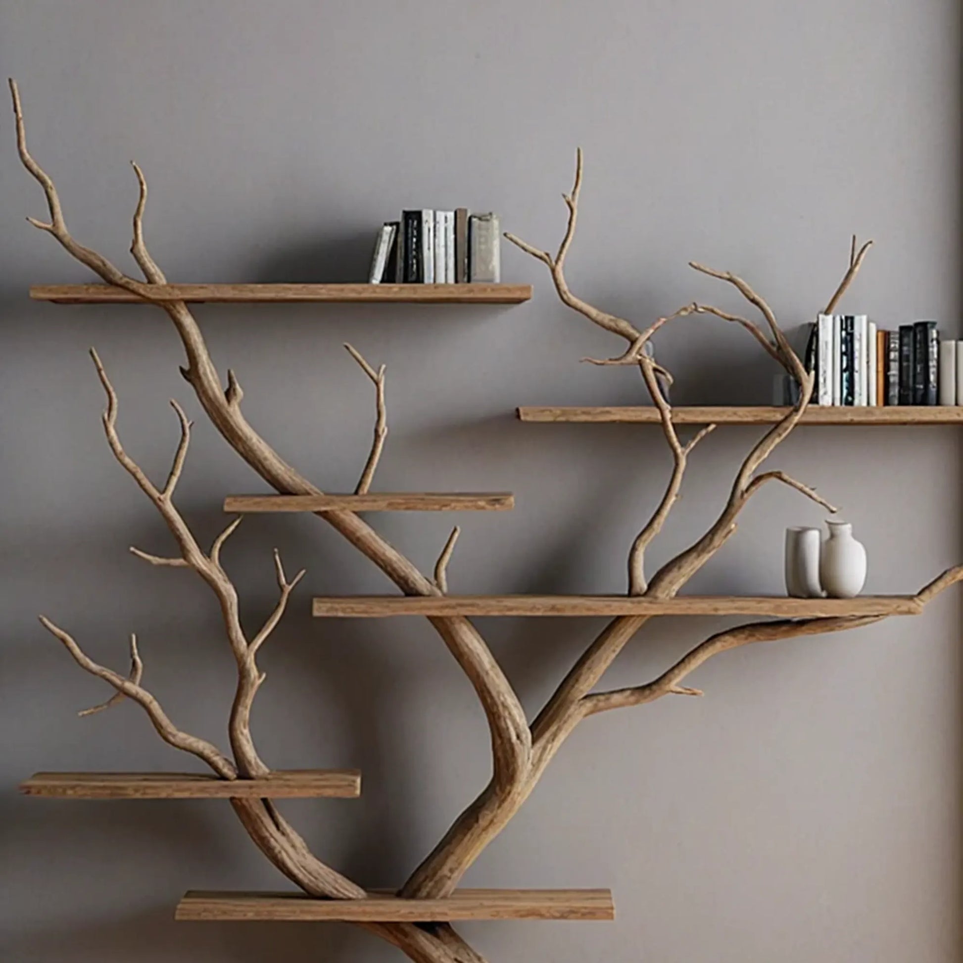 Tree branch shelves live edge wall mount floating bookshelf tree bookshelf corner shelf driftwood decor. 