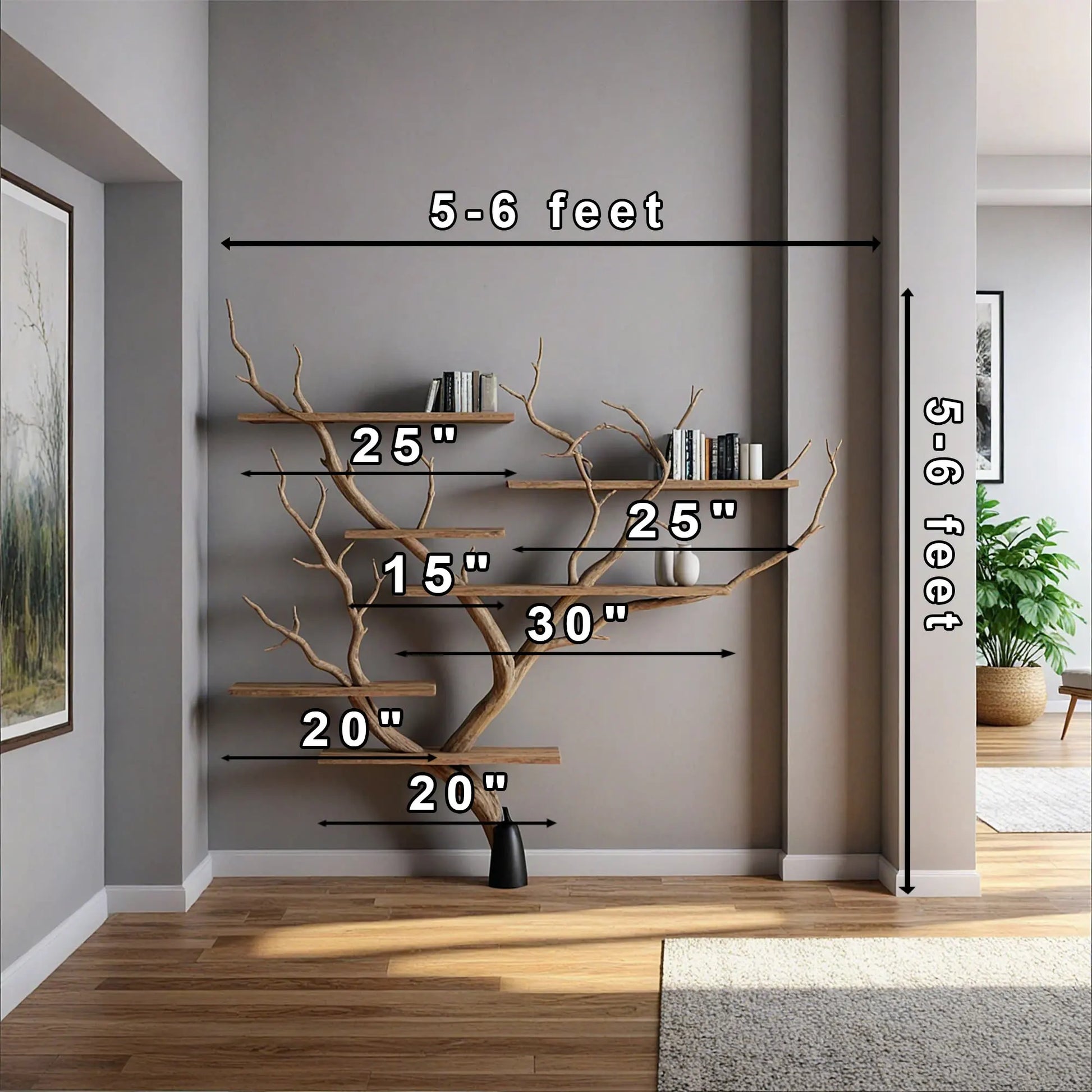 Tree branch shelves live edge wall mount floating bookshelf tree bookshelf corner shelf driftwood decor. 