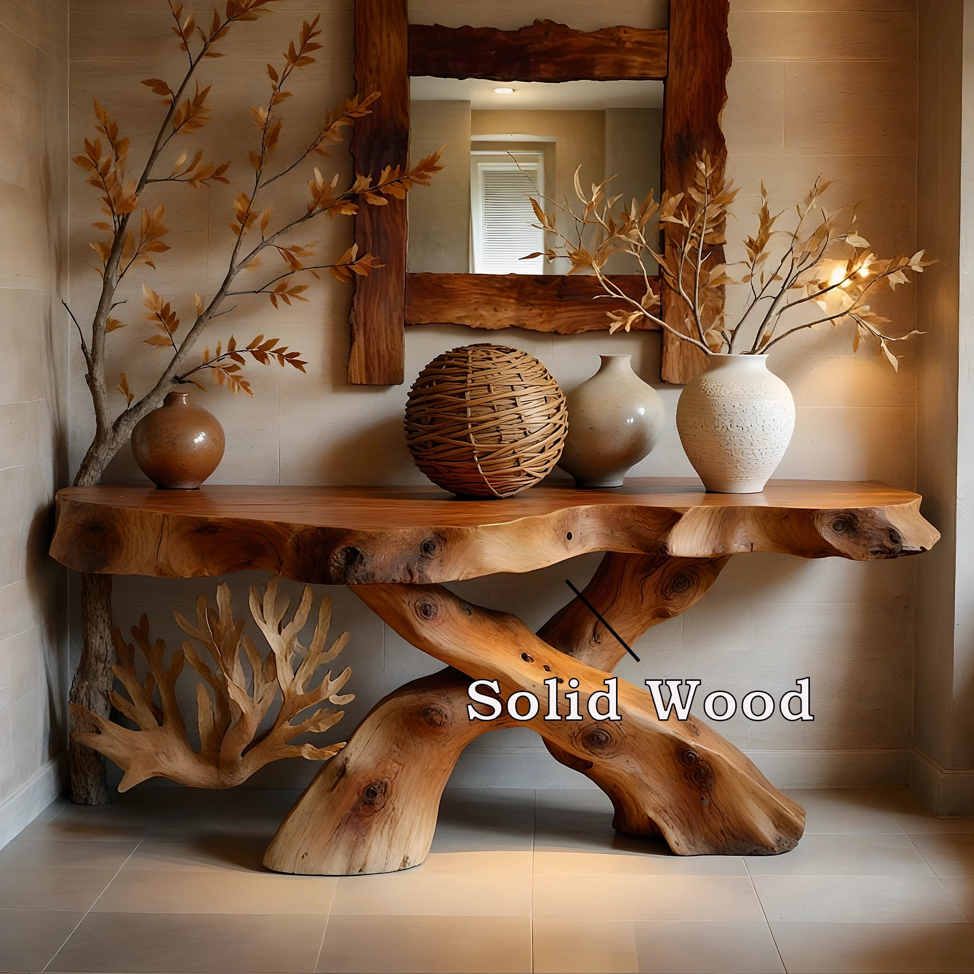 Rustic console table farmhouse natural wood xmas console table live edge table Entry Way Table Console Furniture 