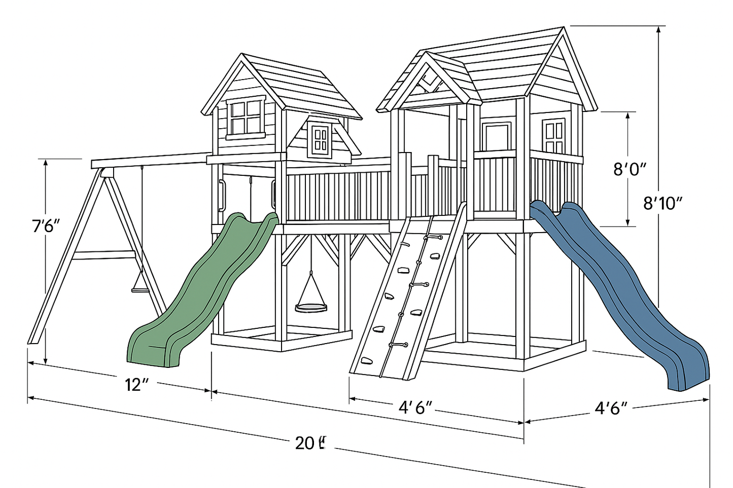 Backyard Swing Set with Playhouse & Dual Slides – Safe Outdoor Fun for Kids
