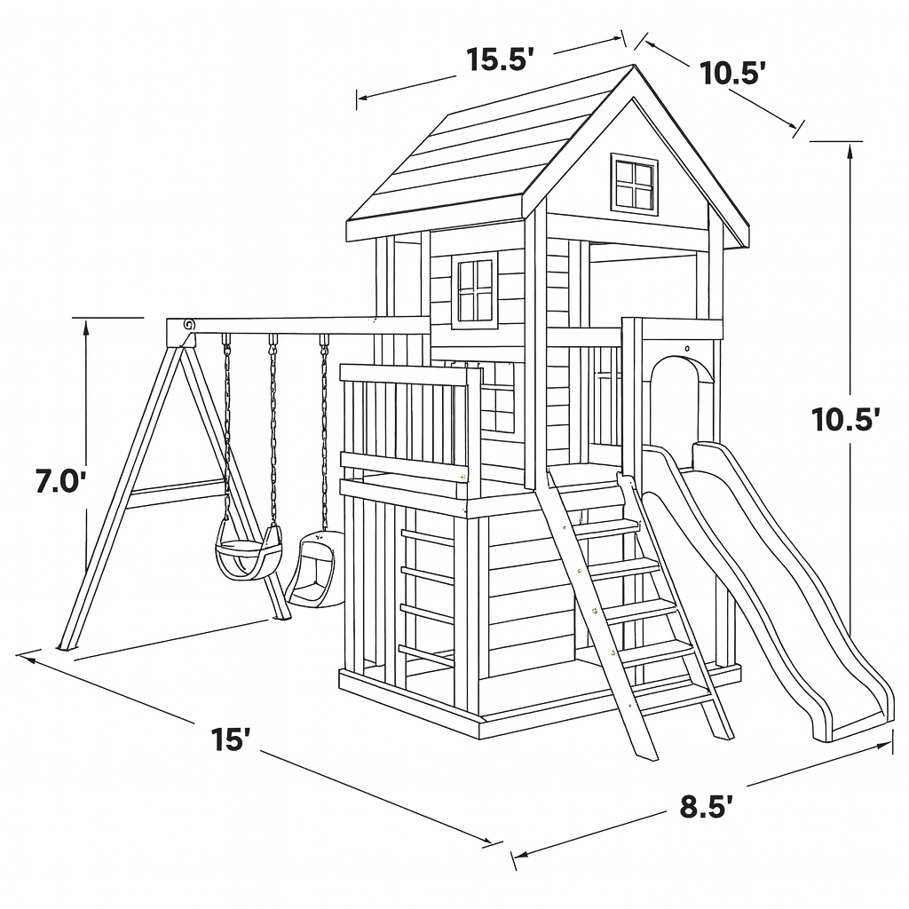 Backyard Swing Set with Double Slides & Playhouse – Outdoor Playground for Kids