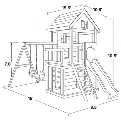 Backyard Swing Set with Double Slides & Playhouse – Outdoor Playground for Kids