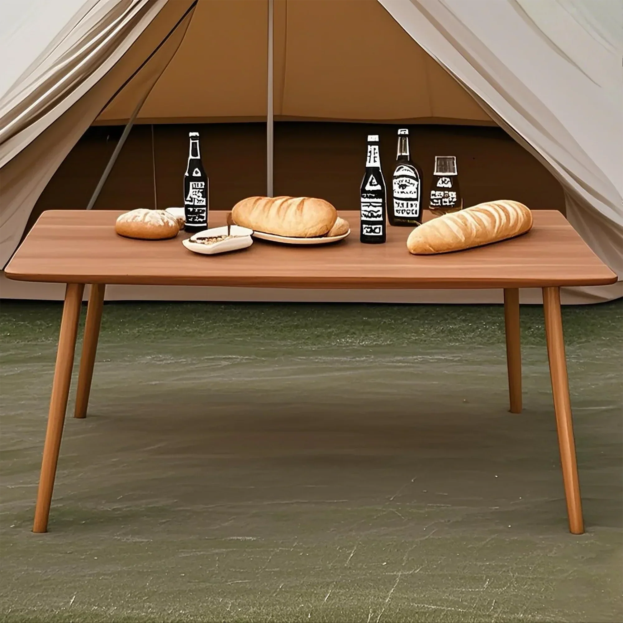 Small Foldable Bamboo Table Folding Coffee Table Bedside Computer Table 