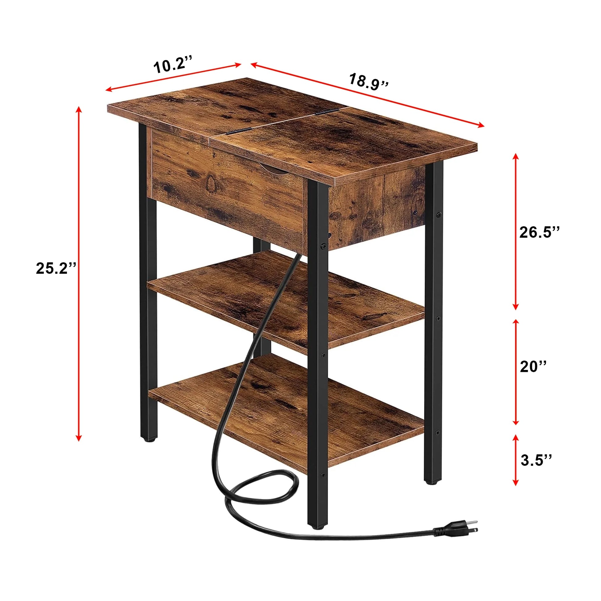 Smart Charging Nightstand with Hidden Storage & USB Ports 
