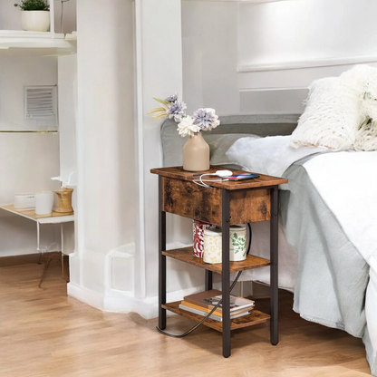 Smart Charging Nightstand with Hidden Storage & USB Ports 