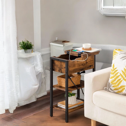Smart Charging Nightstand with Hidden Storage & USB Ports 