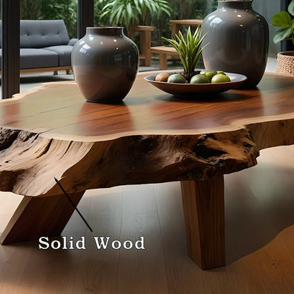 Solid Wood Coffee Table – Handmade Rustic Charm 