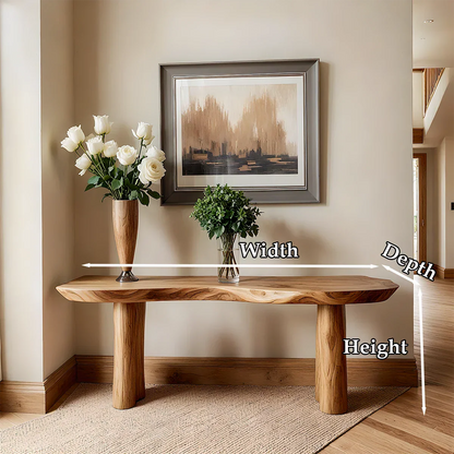 Solid Wood Entry Console Table with Rounded Log Legs - Rustirawood