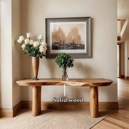 Solid Wood Entry Console Table with Rounded Log Legs - Rustirawood