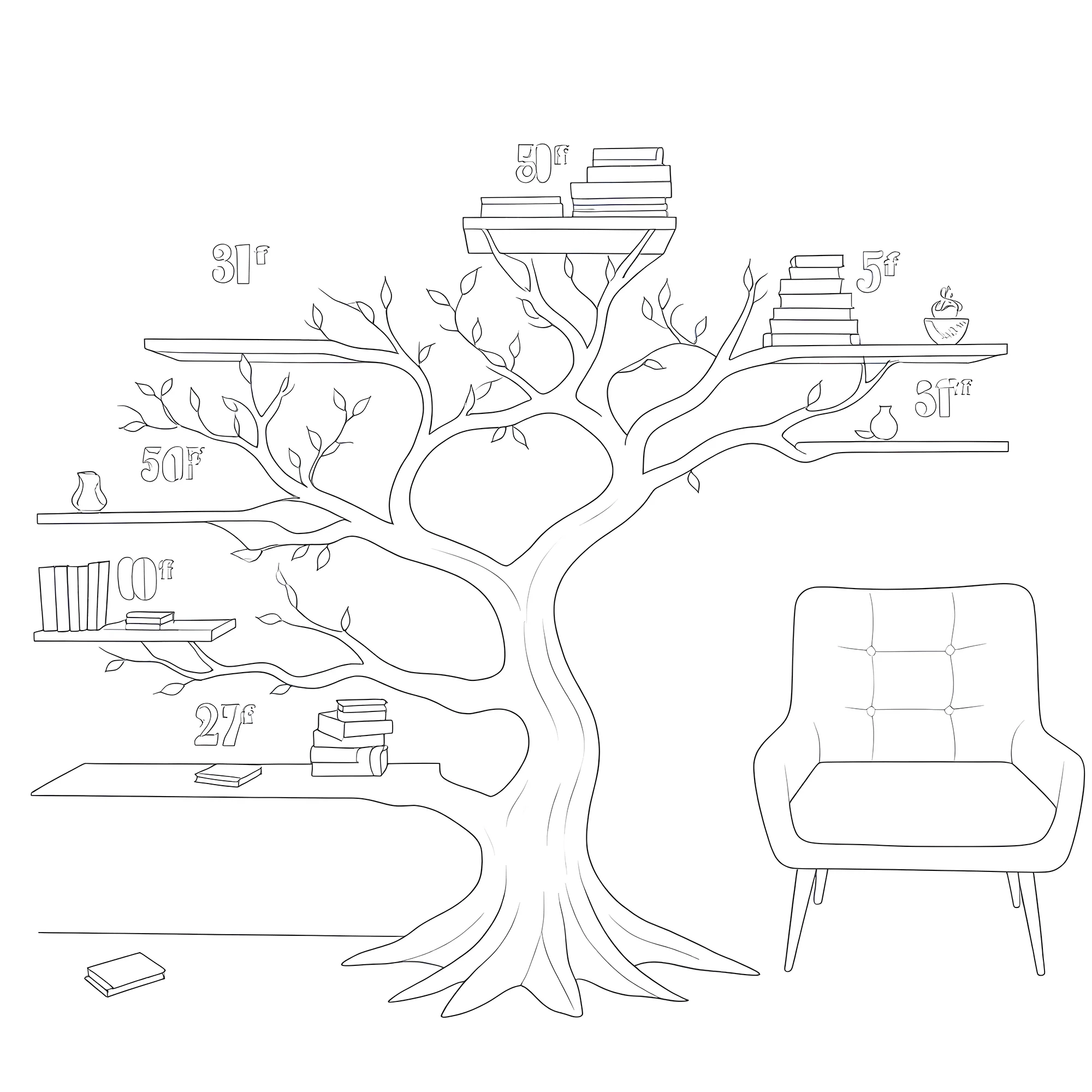 Solid Wood Tree Bookshelf – Nature-Inspired Handcrafted Design 