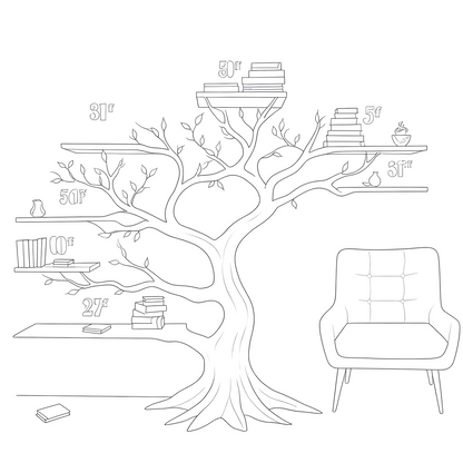 Solid Wood Tree Bookshelf – Nature-Inspired Handcrafted Design 