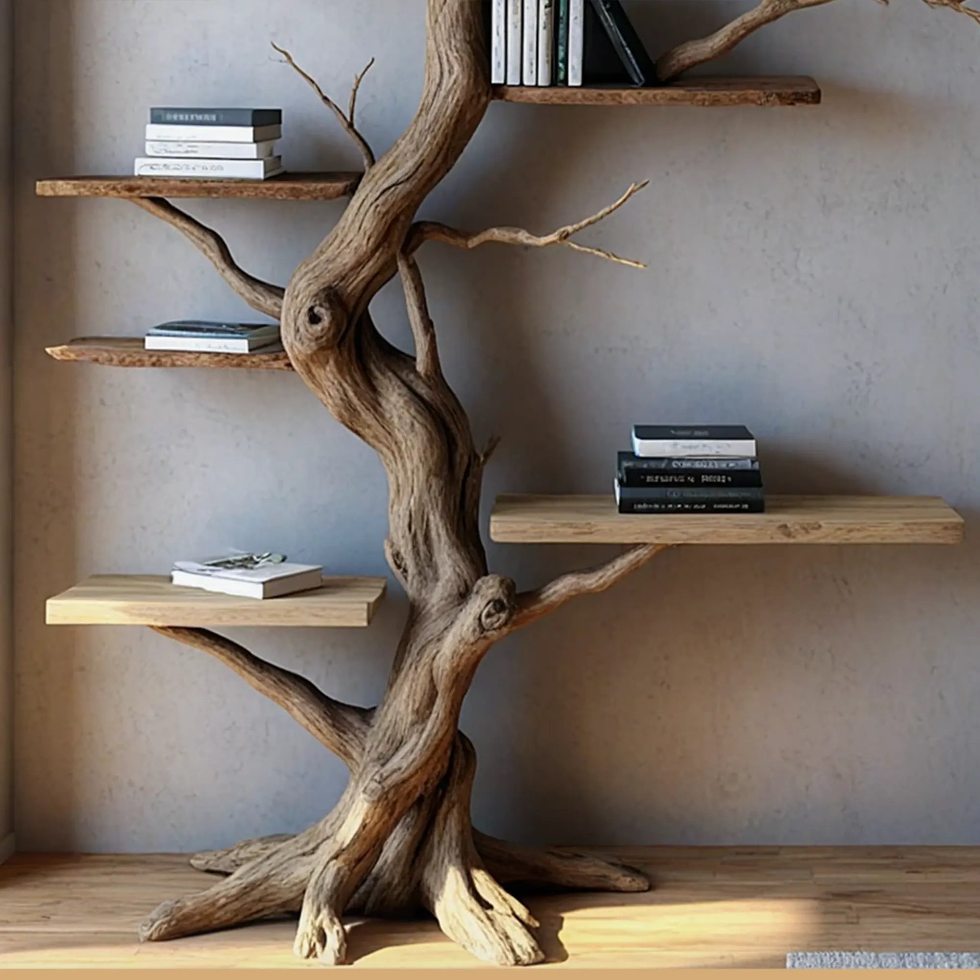 Solid wood tree wall hanging tree branch coat rack rustic art home decor 