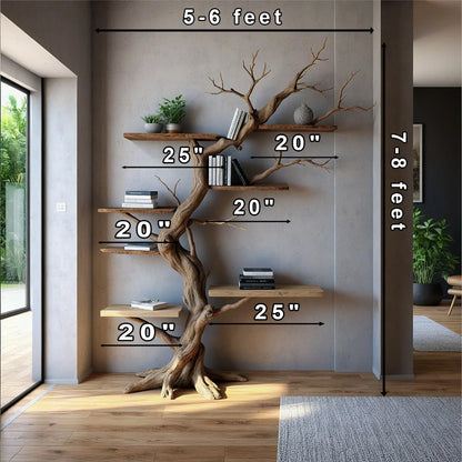 Solid wood tree wall hanging tree branch coat rack rustic art home decor 