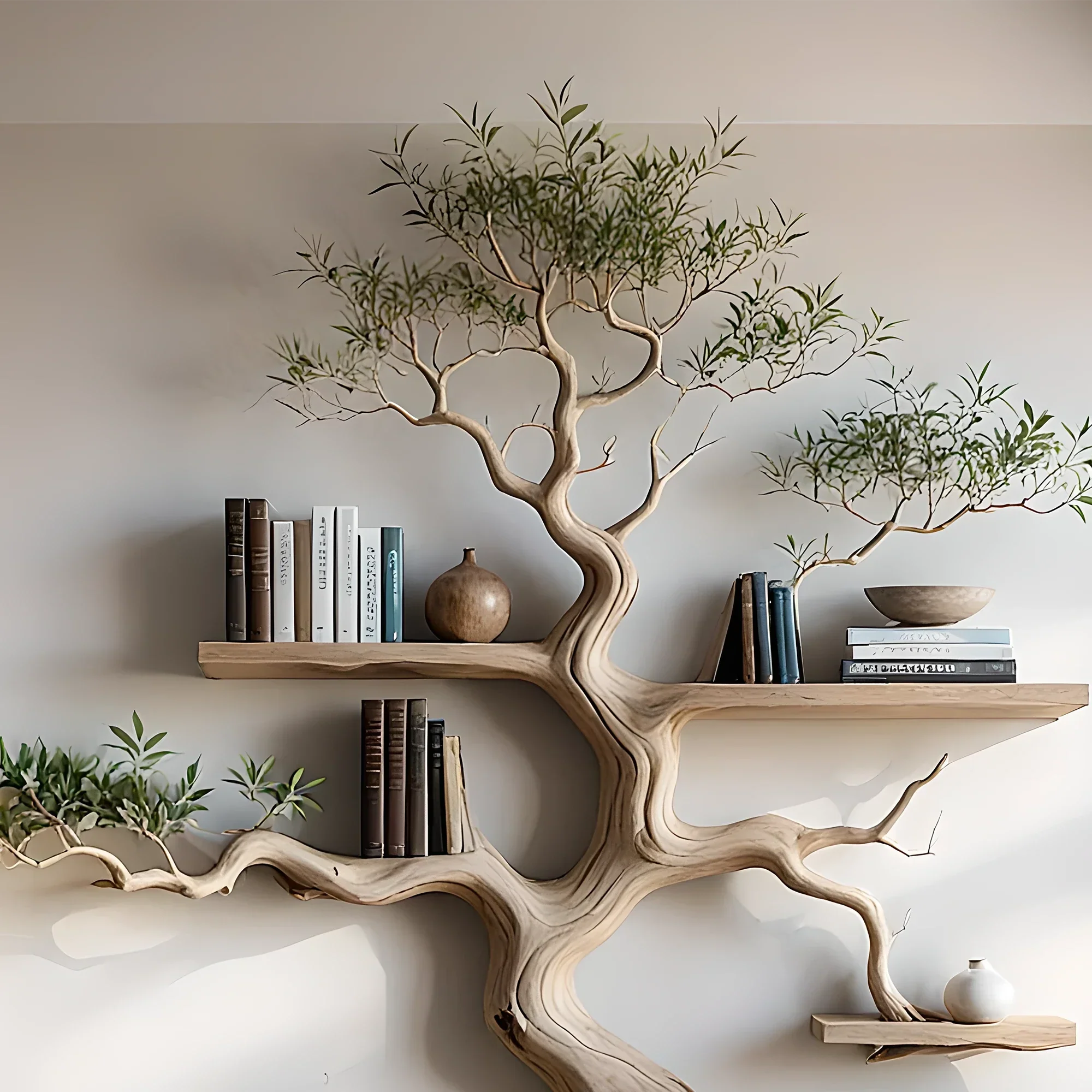 Solid wood tree wall hanging tree branch coat rack rustic art home decor 