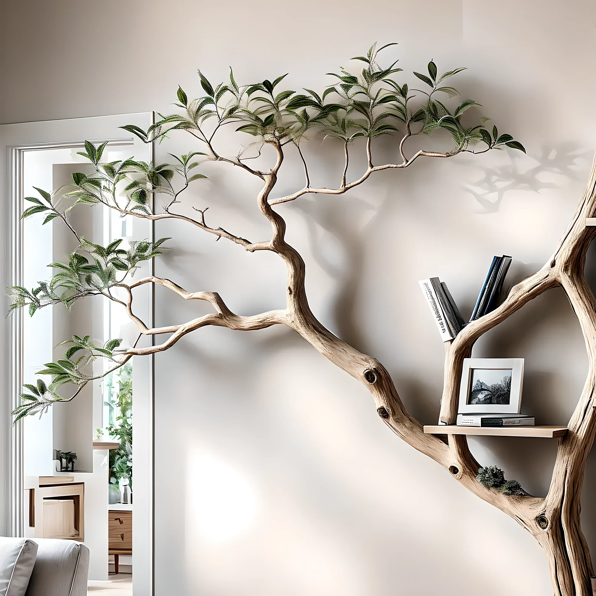 Solid wooden bookshelf, decorative floating shelf 