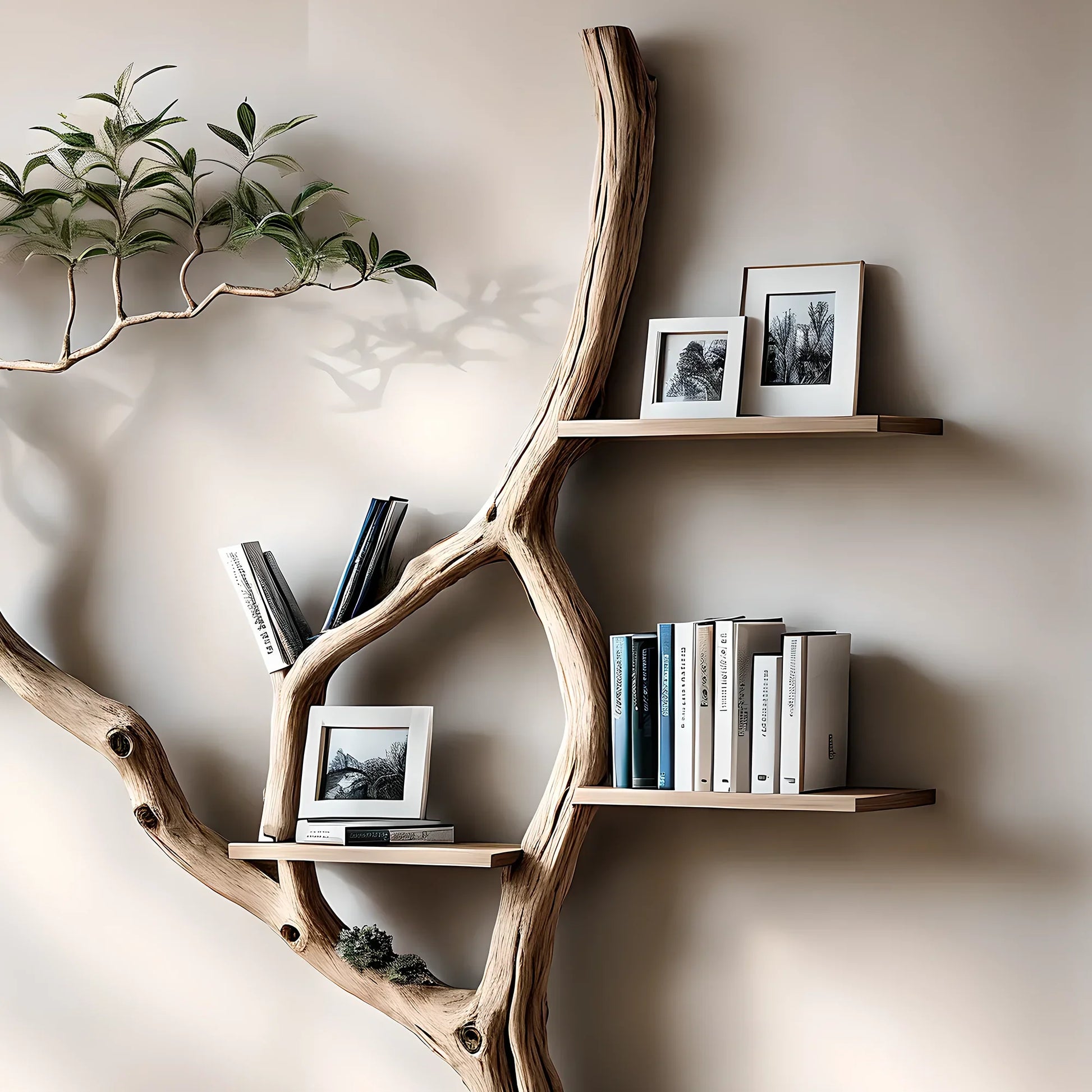 Solid wooden bookshelf, decorative floating shelf 
