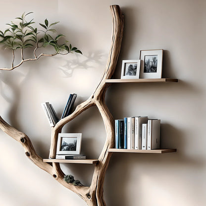 Solid wooden bookshelf, decorative floating shelf 