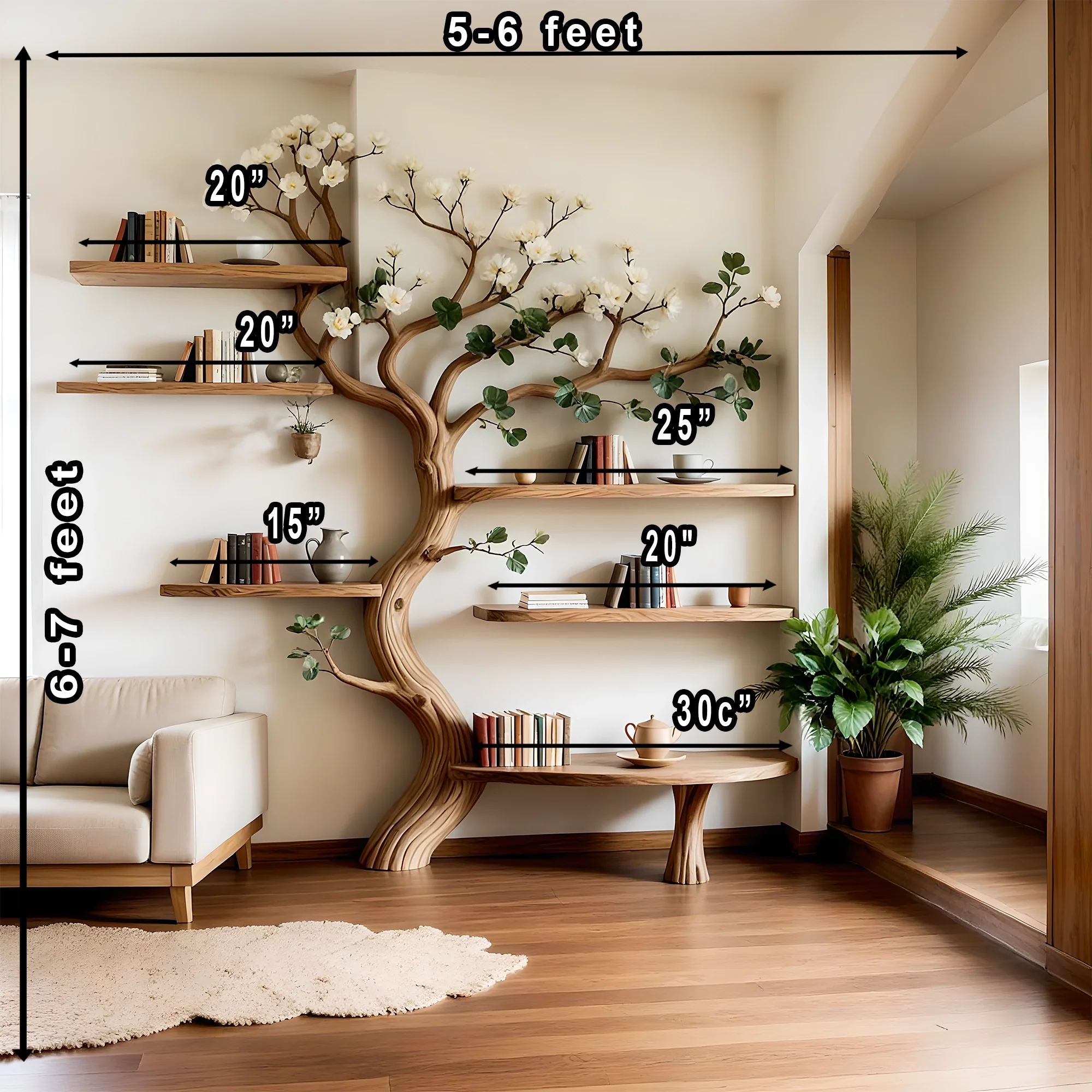 Tree Bookshelf – Handmade Wooden Tree-Shaped Bookcase for Home Decor & Storage 