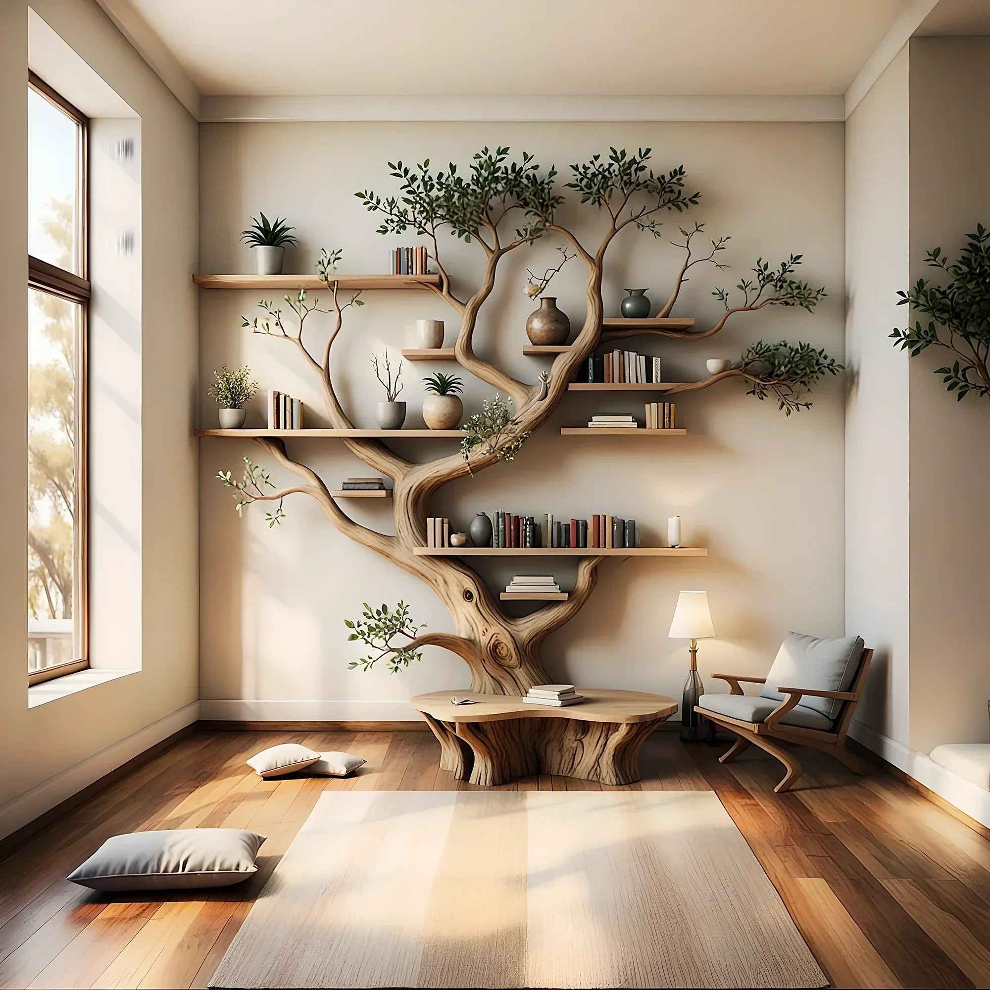 handmade tree shaped bookshelf 