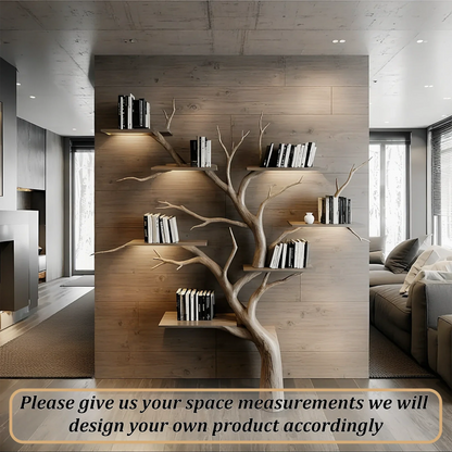 Tree Decorative Bookshelf Carved Embossed Wall Mounted Bookshelf Solid Wood Driftwood Branch Wall Shelf Art Christmas gift 