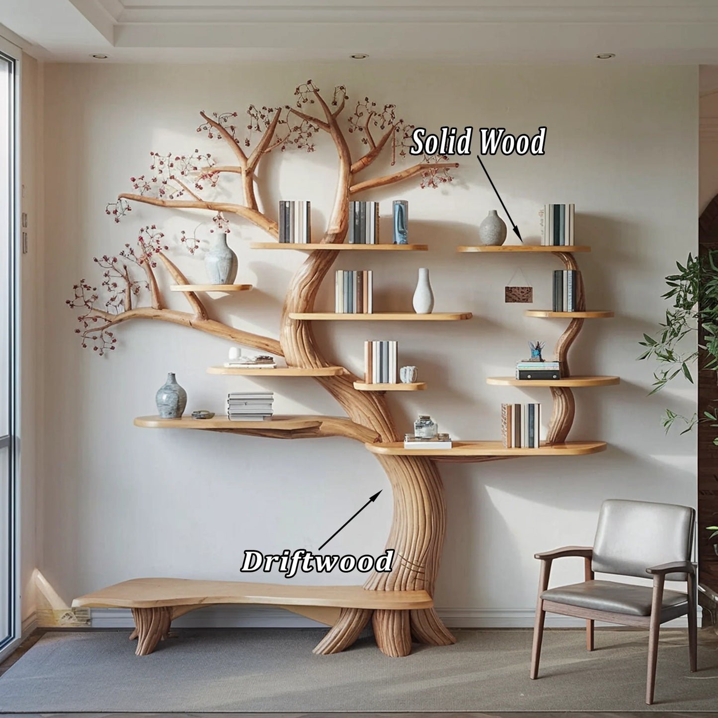 tree branch bookshelf floating bookshelf edge bookshelf wall mounted bookshelf handmade decorative wooden bookshelf 