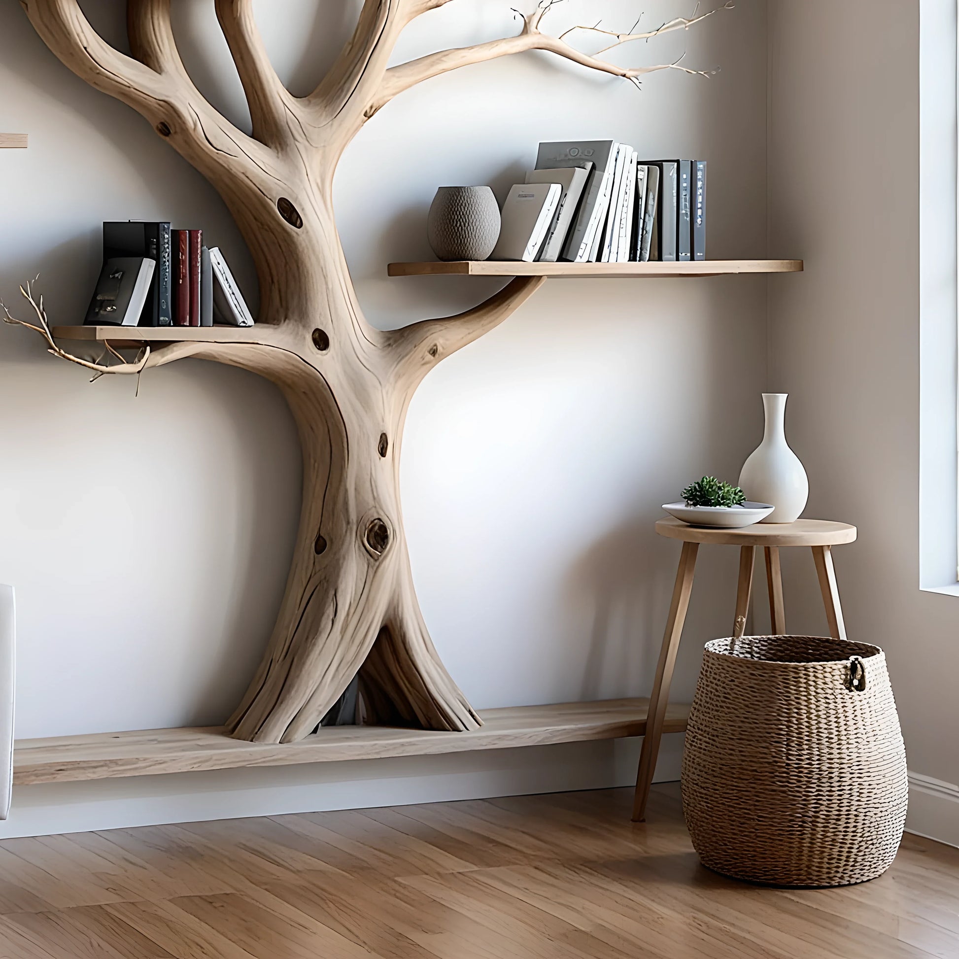 Tree branch bookshelf solid wood christmas tree bookcase mid century bookcase nursery bookshelf christmas gifts. 