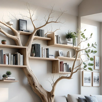 Tree branch floating shelf solid wood live edge floating corner wall shelf unique bookcase home decor . 