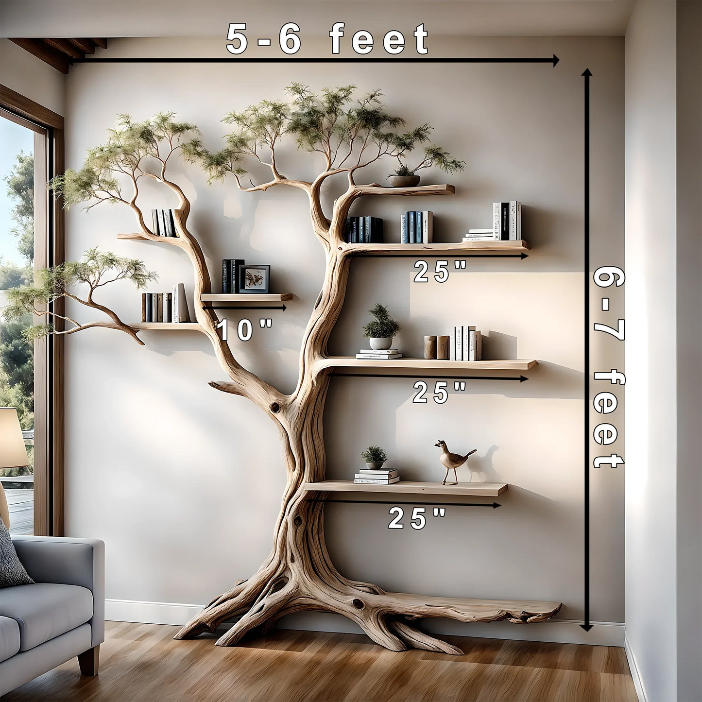 Tree-shaped bookshelves, souvenir display shelves 