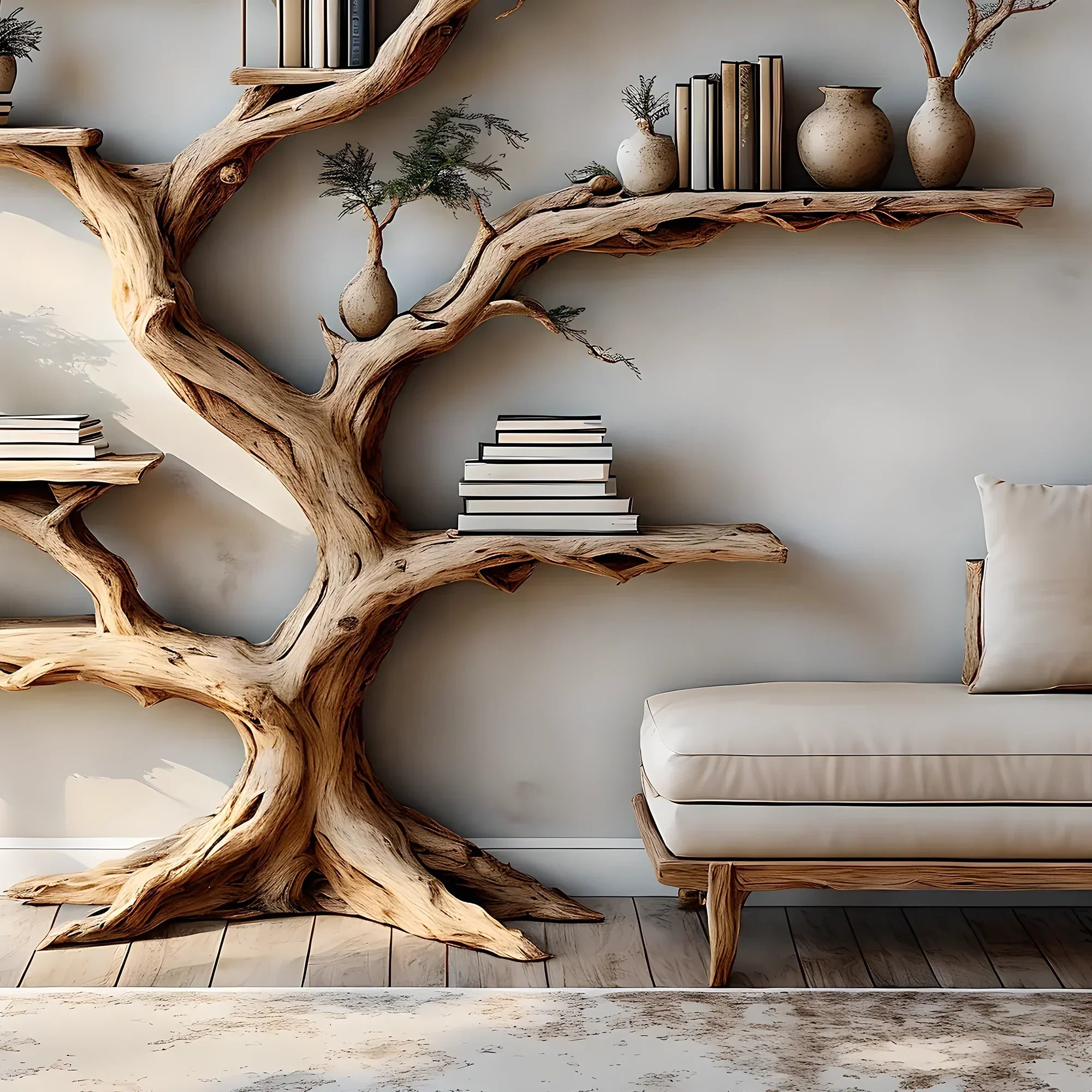 Tree-shaped wooden bookshelf, perennial wooden bookshelf, children's room decorative bookshelf 