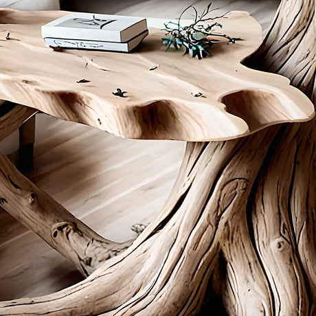 100% handmade tree-shaped natural wooden tea table 