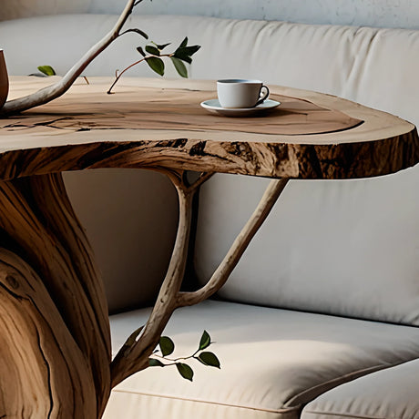 Driftwood tea table, decorative tree-shaped tea table 