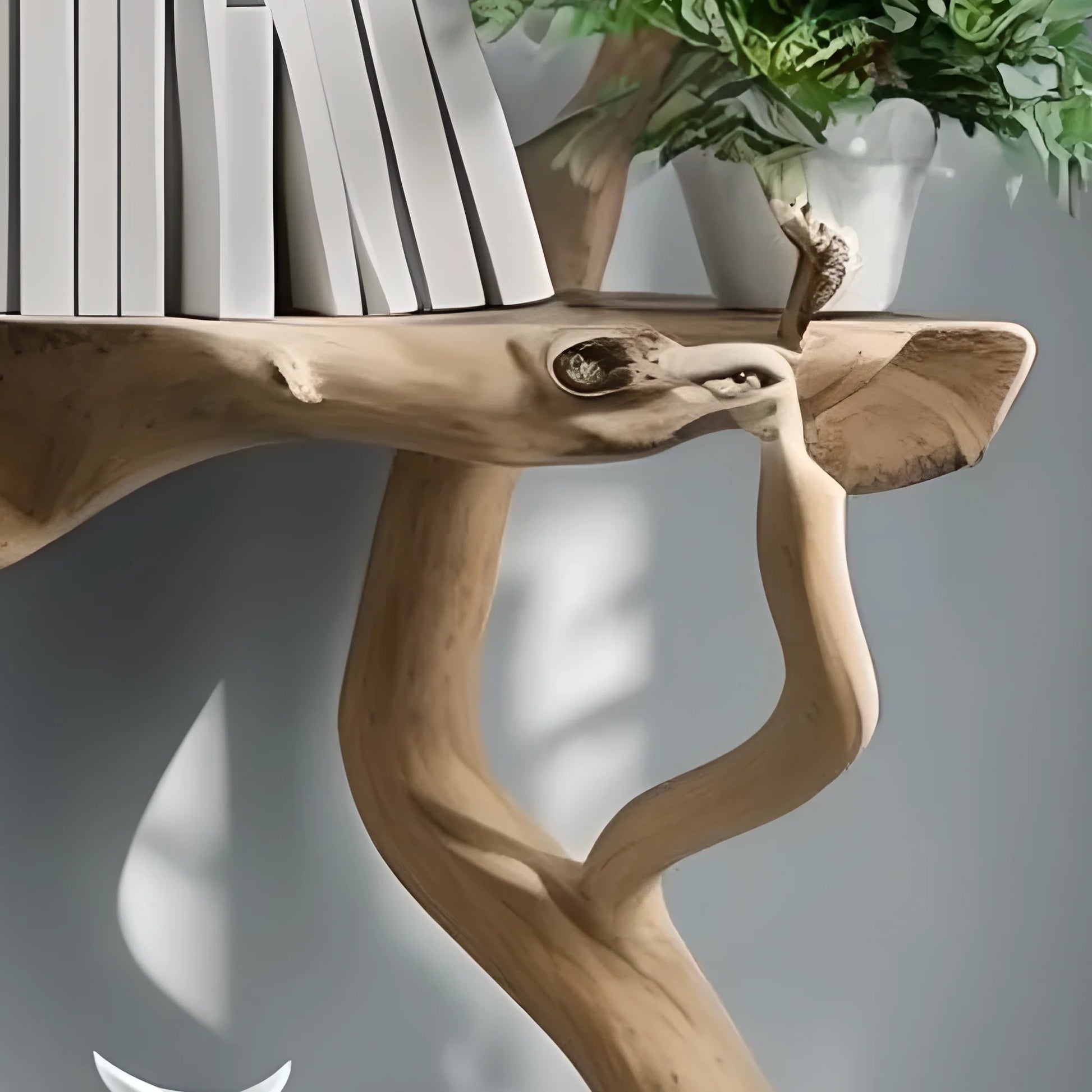 Wall-mounted tree branch bookshelf 