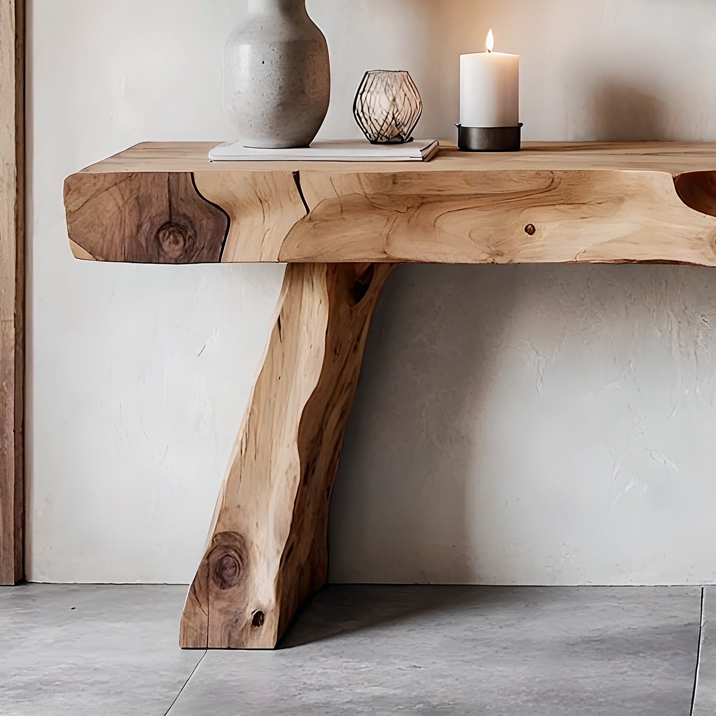 Natural wood console table rustic handmade entryway furniture for home decor